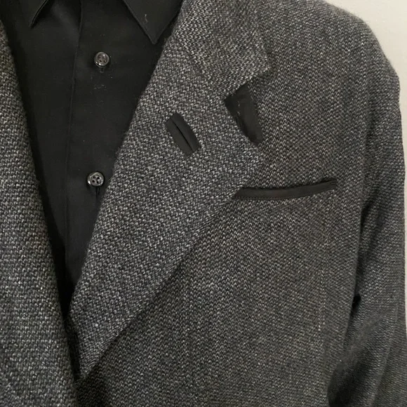 Menvintage Orvis Zambezi Jacket Wool Silk Tweed Charcoal Leather Elbow Patches